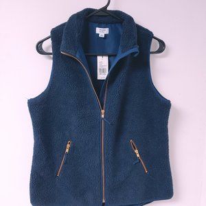 Crown & Ivy Navy Fleece Vest, Size Small